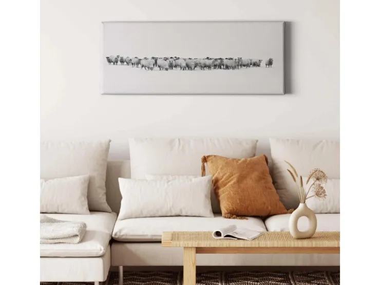 Bricoflor Schaf Bild In Winterlandschaft Tierfotografie Bild Auf Leinwand Ideal Für Schlafzimmer Weißes Wandbild Mit Tier Motiv Im Winter Stil* Wanddekoration