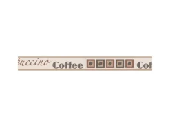 Bricoflor Schmale Tapetenbordüre für Küche Kaffee Tapete mit Vinyl Selbstklebende Tapeten Bordüre in Beige und Braun mit Keffeebohnen* Klebefolien|Bordüren