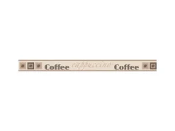 Bricoflor Schmale Tapetenborte für Küche Selbstklebende Tapeten Bordüre mit Kaffee Design in Beige Braun Cafe Wandbordüre mit Schriftzug aus Vinyl* Bordüren