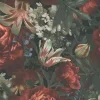 Bricoflor Schwarze Tapete mit Blumen in Rot Grün Vintage Blumentapete Dunkel Ideal für Wohnzimmer und Schlafzimmer* Dekorative Tapeten