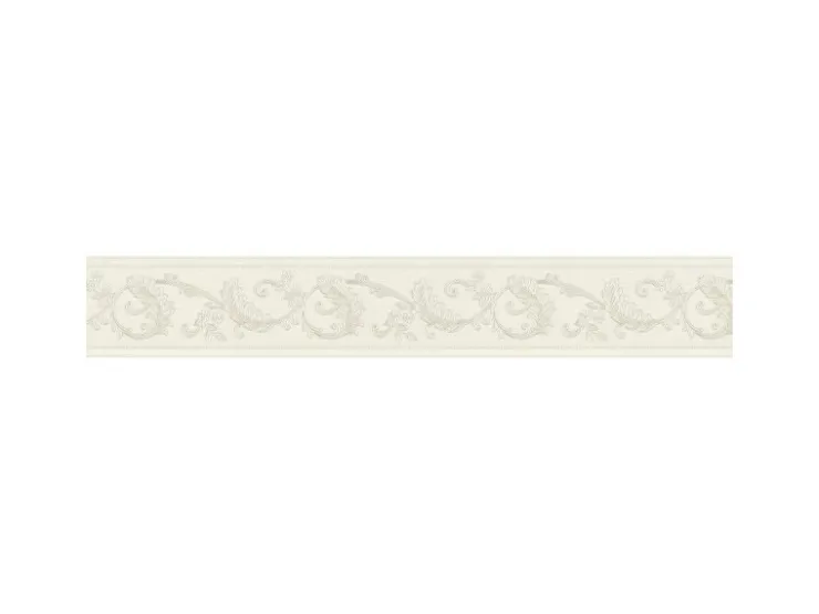 Bricoflor Selbstklebende Tapetenbordüre in Weiß Silber Elegante Tapetenborte für Badezimmer und Schlafzimmer Ornament Bordüre aus Vlies und Vinyl* Bordüren