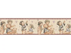 Bricoflor Selbstklebende Bordüre für Babyzimmer Tapetenbordüre mit Teddy Bären Kinderzimmer Tapetenborte in Beige Braun mit Vinyl
