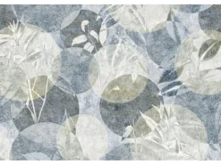 Bricoflor Skandinavische Tapete in Beige Blau Vlies Mustertapete mit Kreis Design und Pflanzen Landhaus Fototapete mit Blättern Ideal für Schlafzimmer