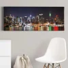 Bricoflor Skyline Von New York Auf Leinwand Modernes Stadt Bild Mit Nacht Motiv Ideal Für Jugend Und Schlafzimmer Urbanes Wandbild In Schwarz Blau* Wanddekoration
