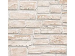 Bricoflor Steintapete in Creme Weiß für Flur und Schlafzimmer Helle Tapete in Steinoptik mit 3D Design Papiertapete als Steinwand* Dekorative Tapeten