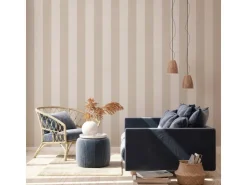 Bricoflor Streifentapete in Beige Tapete mit Blockstreifen Ideal fürs Wohnzimmer* Dekorative Tapeten