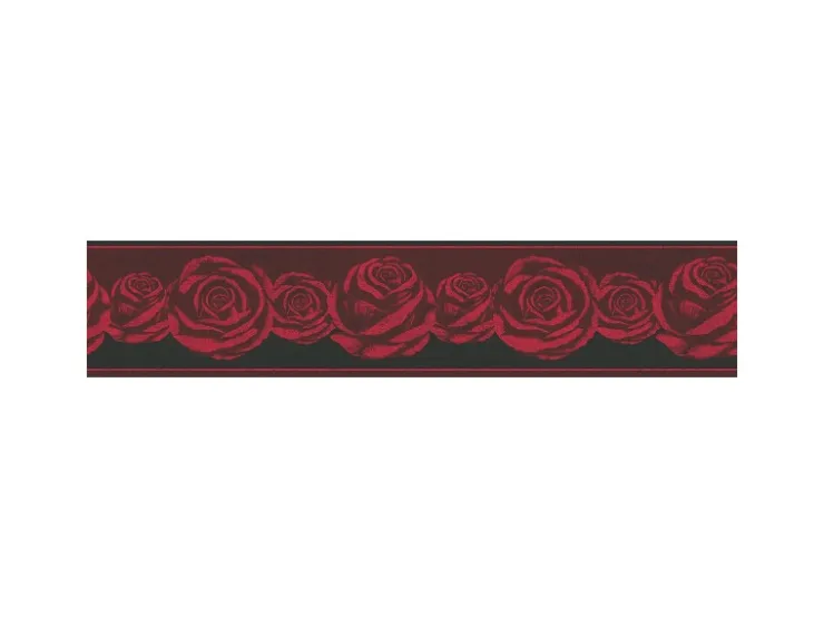 Bricoflor Tapeten Bordüre mit Rosen für Schlafzimmer Romantische Tapetenbordüre mit Rosenmuster aus Papier Florale Tapetenborte in Rot und Schwarz