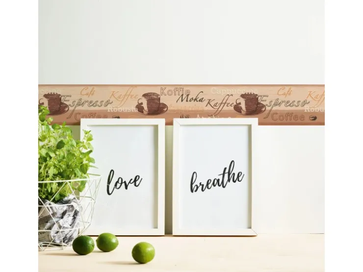 Bricoflor Tapetenbordüre für Küche Kaffee Tapeten Bordüre in Beige Braun Papierbordüre mit Vinyl mit Kaffeebohnen und Cafe Design