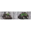 Bricoflor Traktor Tapeten Bordüre Bauernhof Kinderzimmer Tapete für Jungen in Grau und Grün Vlies Tapetenbordüre Ideal für Jungenzimmer