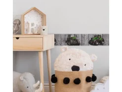 Bricoflor Traktor Tapeten Bordüre Bauernhof Kinderzimmer Tapete für Jungen in Grau und Grün Vlies Tapetenbordüre Ideal für Jungenzimmer
