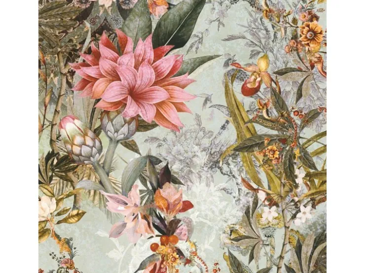 Bricoflor Vintage Blumentapete In Grün Rosa Ausgefallene Tapete Mit Großen Blumen Orientalisch Florale Tapete Für Schlafzimmer* Dekorative Tapeten