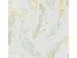 Bricoflor Vintage Feder Tapete Leinen Federtapete aus Vlies und Vinyl Hellgrau Gold Muster Vliestapete mit Federn Ideal für Schlafzimmer und Esszimmer* Tapetenmuster