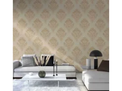Bricoflor Vlies Barocktapete Creme Gold Edle Barock Tapete in Sandfarben für Schlafzimmer und Wohnzimmer Ornament Vliestapete mit Vinyl Elegant
