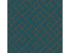 Bricoflor Vliestapete in Petrol Gold Art Deco Tapete Der 20er Jahre für Schlaf und Wohnzimmer Vlies Mustertapete Asiatisch mit Geometrischem Muster* Tapetenmuster