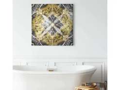 Bricoflor Wandbild Im Orientalischen Stil Marokkanisches Leinwand Bild Im Fliesen Stil Ideal Für Küche Und Schlafzimmer Leinwandbild In Grau Und Gold* Wanddekoration