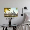 Bricoflor Wandbild Mit Skyline Von Frankfurt Stadt Leinwandbild Ideal Für Küche Und Büro Moderne Canvas Leinwand Im Querformat Auf Keilrahmen