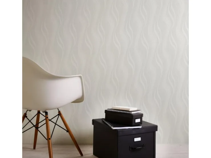 Bricoflor Wellenmuster Tapete Hell Geschwungene Linien Vliestapete mit Vinyl Modern Vlies Mustertapete Schlicht Ideal für Wohnzimmer und Schlafzimmer