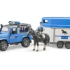 Bruder Spielzeug Land Rover Defender Polizeifahrzeug mit Anhänger u. Figuren* Geschenkartikel