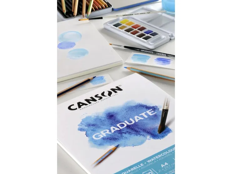 CANSON Graduate Aquarellpapier Fein A4 Naturweiß 20 Blatt