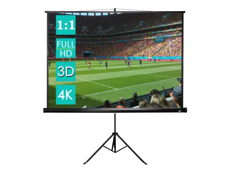 CCLIFE Beamer Leinwand mit Stativ Inklusiv Montagematerial 99 Zoll Projektionsleinwand Rolloleinwand Heimkino Mobile