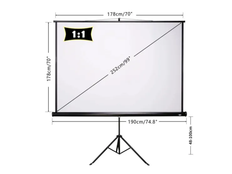 CCLIFE Beamer Leinwand mit Stativ Inklusiv Montagematerial 99 Zoll Projektionsleinwand Rolloleinwand Heimkino Mobile