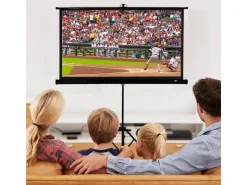 CCLIFE Beamer Leinwand mit Stativ Inklusiv Montagematerial 99 Zoll Projektionsleinwand Rolloleinwand Heimkino Mobile