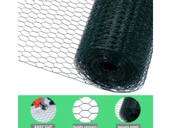 CCLIFE Hühnerzaun Geflügelnetz 45mm Maschenweite 100cm Höhe 25m Länge PVC-Beschichtet
