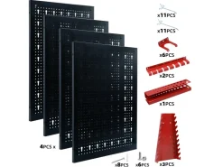 CCLIFE Werkzeugwand Lochwand 4 tlg Inkl. 52-Teiligem Metall Werkzeuglochwand Vier Teile 160 x 60 x 2 cm Erweiterbar Zubehör Wandregal* Wandregale