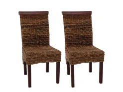 CHEFGASTRO Esszimmerstuhl 2er-Set Korbstuhl Stuhl Bananengeflecht 93x47x43cm Sitzhöhe 47cm Hell Ohne Kissen* Stühle