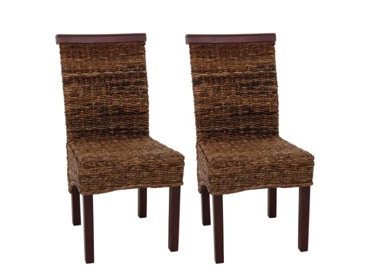 CHEFGASTRO Esszimmerstuhl 2er-Set Korbstuhl Stuhl Bananengeflecht 93x47x43cm Sitzhöhe 47cm Hell Ohne Kissen* Stühle