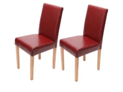 CHEFGASTRO Esszimmerstuhl 4er-Set Klassisch & Zeitlos 90x43x56cm Sitzhöhe 45cm Leder Rot Helle Beine