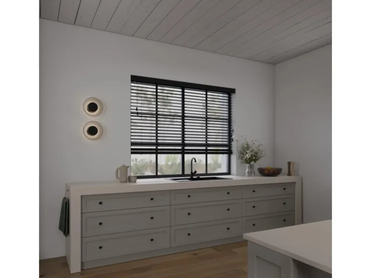 Cocoon Home Concepts Holz Jalousien 110 x 240 50mm Lamellen Schwarz
