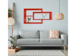 Coemo Wandregal KARO 104x20x59cm aus Holz in Rot Wandregal KARO 104x20x59cm aus Holz in Rot* Vasen|Schweberegale