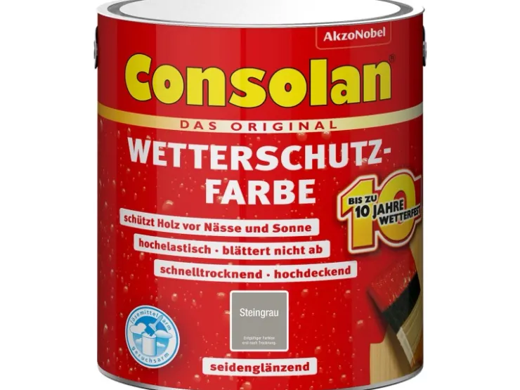 Consolan Wetterschutzfarbe Seidenglänzend 2,5 l* Außen-Fassadenfarben|Holzfarben