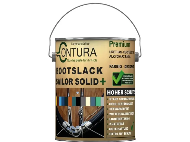 CONTURA Bootslack Farbig Yacht Buntlack Metall Holz GFK Boot Glänzend 2,5 Liter RAL 8017 Analog* Speziallacke