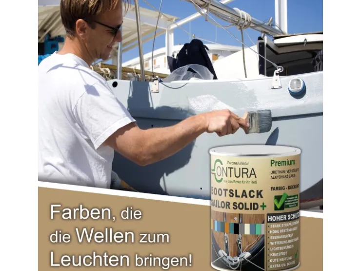 CONTURA Bootslack Farbig Yacht Buntlack Metall Holz GFK Boot Glänzend 2,5 Liter RAL 8017 Analog* Speziallacke