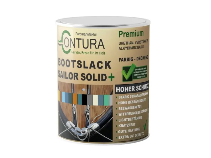 CONTURA Bootslack Farbig Yacht Buntlack Metall Holz GFK Boot Seidenmatt 500ml RAL 9010 Analog