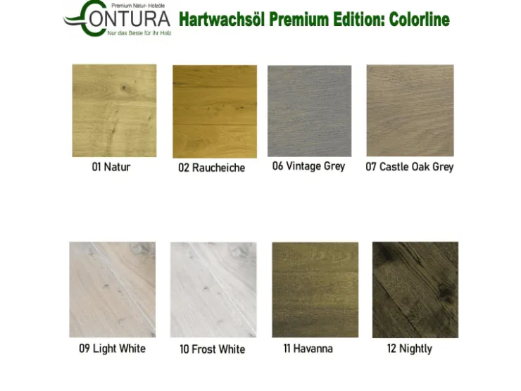 CONTURA Hartwachsöl Colorline FARBIG Fußbodenöl Parkettöl Möbelöl Holzöl 750ml 10 Frost White* Farbtester