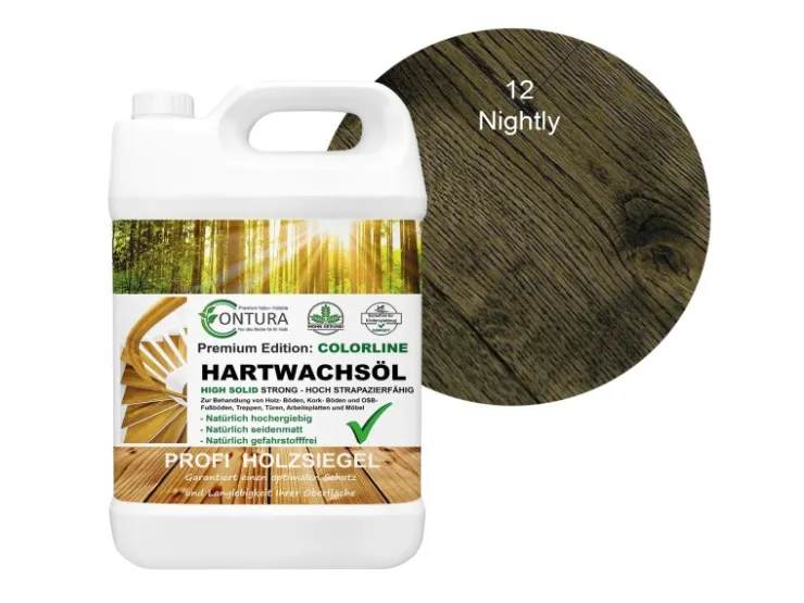 CONTURA Hartwachsöl Colorline FARBIG Fußbodenöl Parkettöl Möbelöl Holzöl 2,5 Liter 12 Nightly