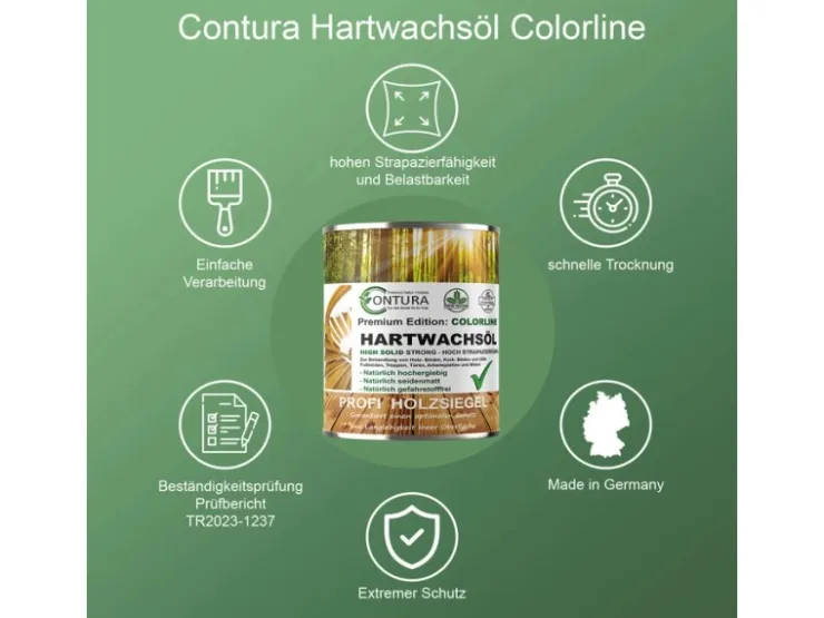 CONTURA Hartwachsöl Colorline FARBIG Fußbodenöl Parkettöl Möbelöl Holzöl 1 Liter 02 Raucheiche