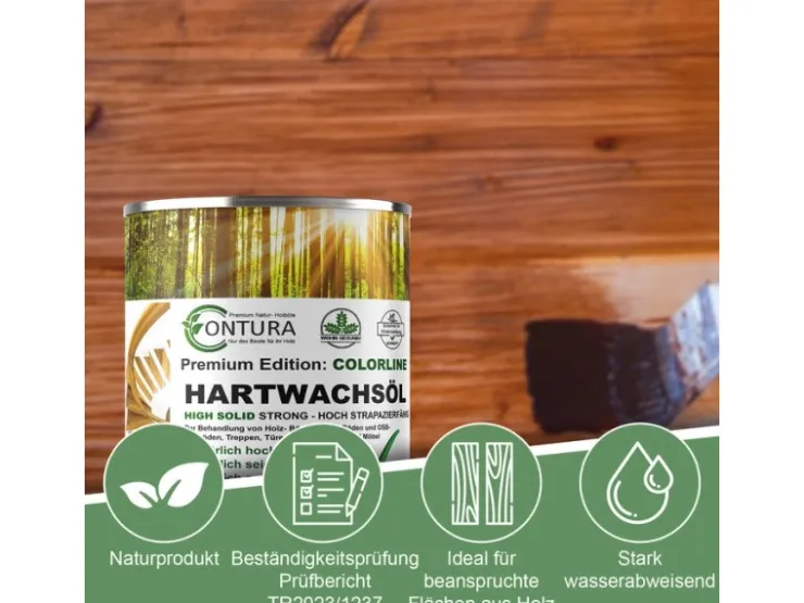 CONTURA Hartwachsöl Colorline FARBIG Fußbodenöl Parkettöl Möbelöl Holzöl 1 Liter 02 Raucheiche