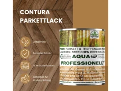 CONTURA Parkettlack Treppenlack Professionell Lack Fußbodenlack Dielenlack Holzlack Seidenmatt 5 Liter* Speziallacke