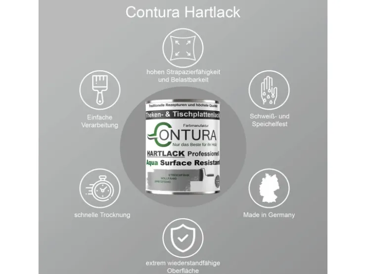 CONTURA Tischplattenlack Hartlack Treppenlack Lack & Universallack Grundierung Matt 750ml