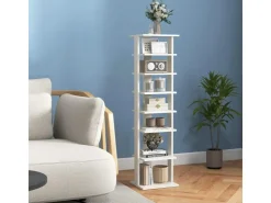 Costway 8 Stufiges Schuhregal Höhenverstellbar Holz Braun Einzel* Regal Weiß