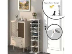 Costway 8 Stufiges Schuhregal Höhenverstellbar Holz Braun Einzel* Regal Weiß