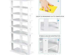Costway 8 Stufiges Schuhregal Höhenverstellbar Holz Doppel