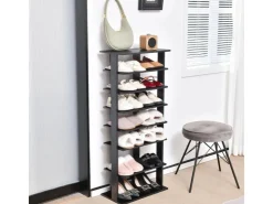Costway 8 Stufiges Schuhregal Höhenverstellbar Holz Doppel* Holzregale