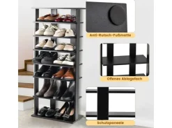 Costway 8 Stufiges Schuhregal Höhenverstellbar Holz Doppel* Holzregale
