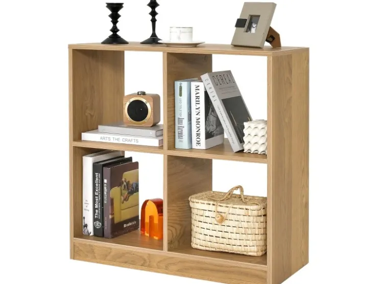 Costway Bücherregal mit 4 Fächern Würfelregal 73 x 33 x 73 cm Natur* Bücherregale|Holzregale