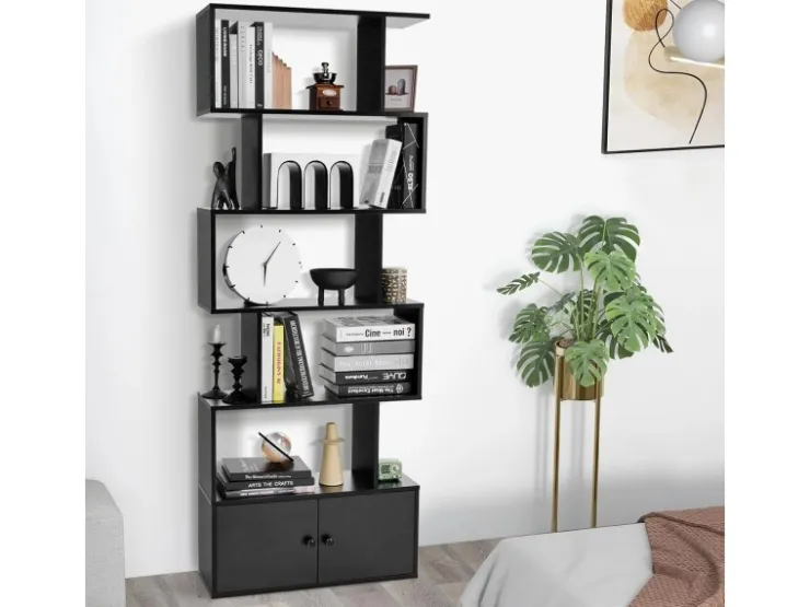 Costway Bücherregal mit Türen Standregal 183 x 70 x 23 cm* Bücherregale